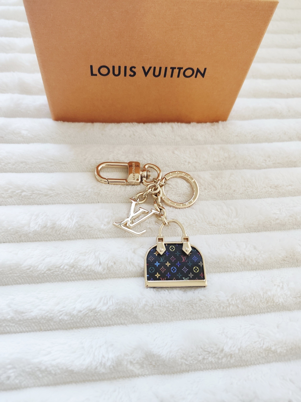 Louis Vuitton Gold Multicolor Monogram Alma Bag Charm Key Holder
